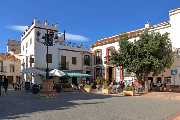 Hlavní Náměstí Andaluské Bílé Vesnici Comares Horách Provincie Malaga — Stock fotografie