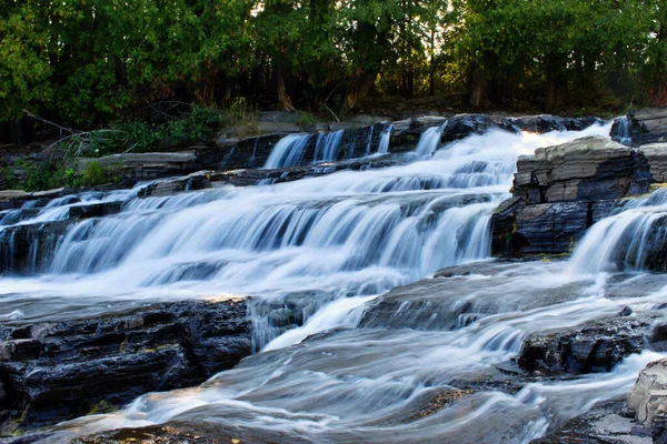 Een Prachtige Lange Blootstelling Fraser Waterval Malbaie Quebec Canada — Stockfoto