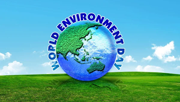 Giornata Mondiale Dell Ambiente Con Sfondo Astratto Blu Verde Chiaro — Foto Stock