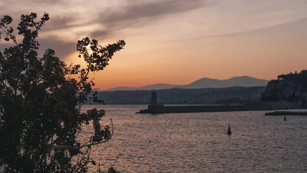 Панорама Прекрасного Моря Гор Закате — стоковое фото