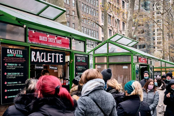 Bryant Park Manhattan New York Taki Raclette Kafe Deki Insanların — Stok fotoğraf