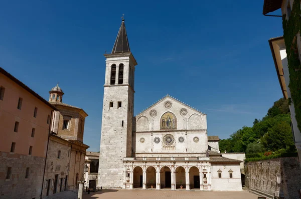 Spoleto Italy Cathedral Santa Maria Assunta Facade Square Romanesque Architecture — Stock Photo, Image