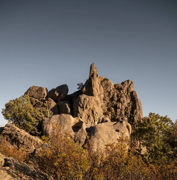 Tiro Vertical Formações Rochosas Pedriza Sierra Guadarrama Parque Nacional Espanha — Fotografia de Stock