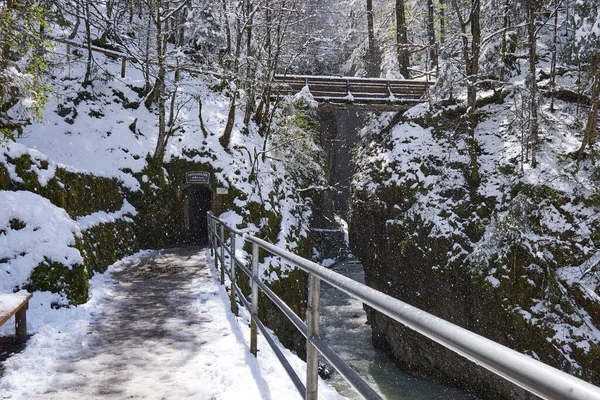 Partnach Gorge Bavyera Almanya Güzel Bir Kış Manzarası — Stok fotoğraf