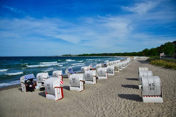Sedie Spiaggia Timmendorfer Strand Sul Mar Baltico — Foto Stock