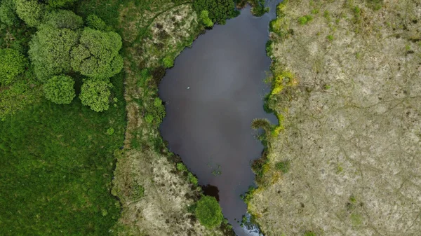 Felső Kilátás Egy Vad Ősi Bogland Közelében Egy Gyönyörű — Stock Fotó