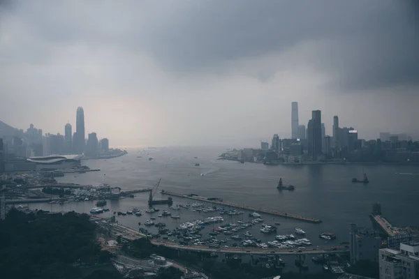 Horizonte Hong Kong Tempo Deprimente Sombrio — Fotografia de Stock
