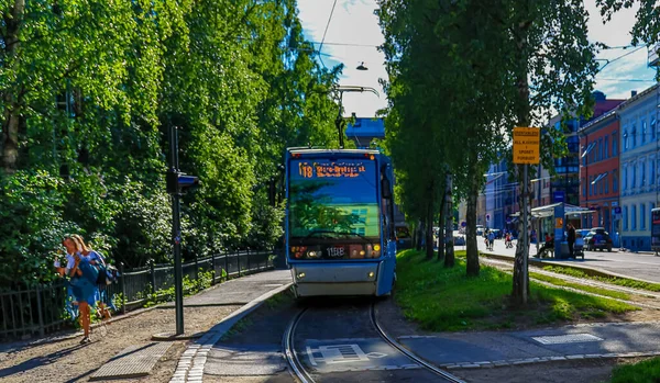 Ruta Del Tranvía Birkelunden Oslo Noruega —  Fotos de Stock