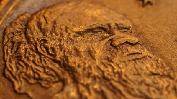 Nahaufnahme Eines Gesichts Auf Goldener Australischer Münze — Stockfoto