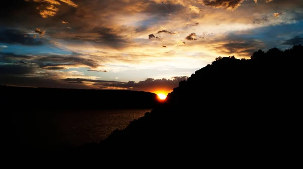 Uma Bela Foto Silhuetas Montanha Ririe Idaho Durante Pôr Sol — Fotografia de Stock