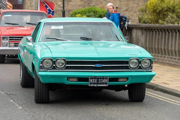 Clássico Carro Azul Turquesa Chevrolet Camino Morpeth Fair Day Northumberland — Fotografia de Stock