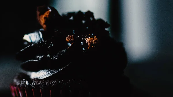 Een Close Shot Van Heerlijke Chocolade Cupcake — Stockfoto