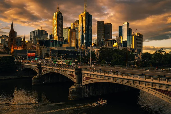 Gyönyörű Kilátás Nyílik Princes Bridge Felett Yarra River Szemben Melbourne — Stock Fotó