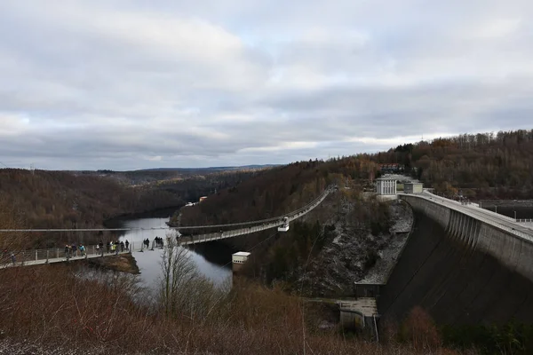 Eine Staumauer Des Rappbode Staudamms Und Blick Auf Die Gigantische — Stockfoto