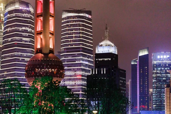 Illuminated Oriental Pearl Tower Night Shanghai China — Stock Photo, Image