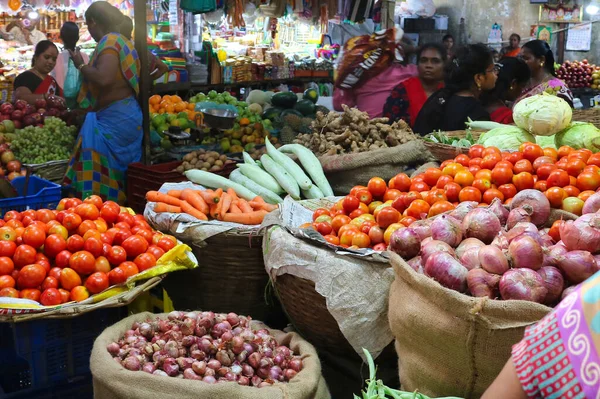 Collection Colorée Produits Locaux Biologiques Marché Fermier Local Pondichéry Inde — Photo