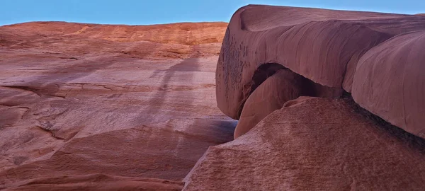 Eine Nahaufnahme Von Felsformationen Einer Wüste Des Arches Nationalparks Utah — Stockfoto