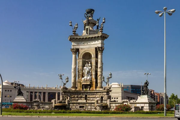 Uma Paisagem Urbana Praça Famosa Plaza Espana Barcelona Espanha Fonte — Fotografia de Stock