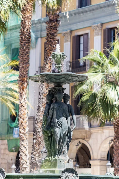 Plaza Real Barcelona Con Fontana Delle Tre Grazie Barcellona Spagna — Foto Stock