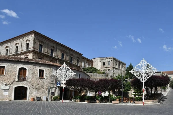 Praça Central Teggiano Vila Medieval Província Salerno Itália — Fotografia de Stock