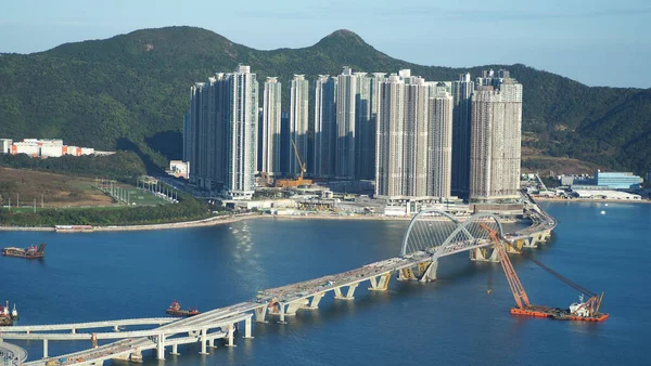 连接香港两个部分的横湾大桥的美丽景观 — 图库照片
