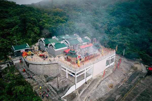 Group People Gathered Oldest Tin Hau Temple Fat Tong Mun — Stock Photo, Image