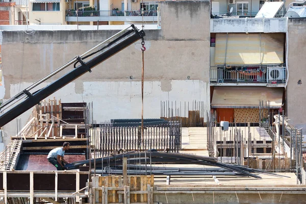 家のための建物の建設 労働者の労働時間 ギリシャのボロス6 2022 — ストック写真