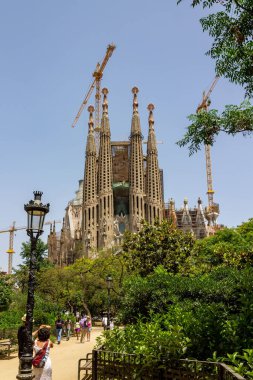Barcelona, İspanya 'daki tarihi bazilika Gaudi La Sagrada Familia
