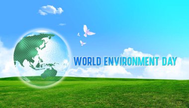 Dünya Çevre Günü Mavi, Yeşil ve Dünya ile soyut arkaplan