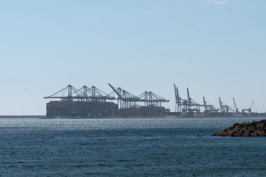 Sinüs Limanı XXI terminalinin sinüs konteynırlarıyla güzel bir vinç görüntüsü