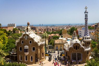 Barcelona, İspanya 'da Antoni Gaudi tarafından tasarlanan Park Guell.