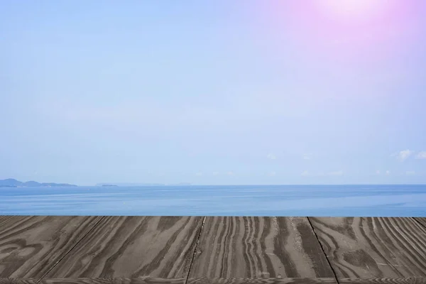 Güneşli Bir Günde Verandadan Görünen Mavi Bir Denizin Boyutlu Görüntüsü — Stok fotoğraf