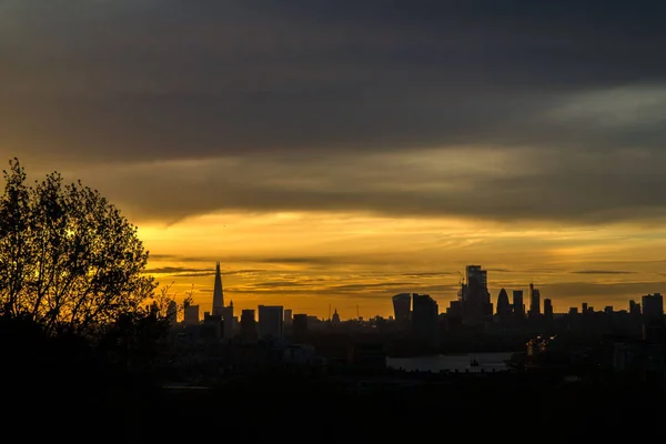 Tramonto Londinese Aprile Ripresa Dal Royal Greenwich Observatory — Foto Stock