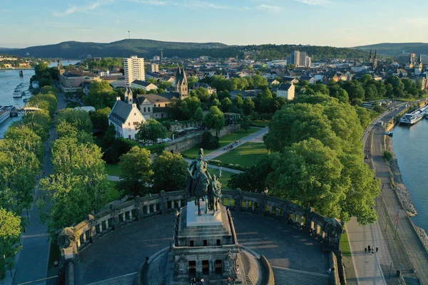 Uma Vista Aérea Koblenz Com Sua Arquitetura Dia Ensolarado Alemanha — Fotografia de Stock