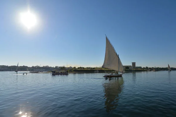 Σκάφος Στον Ποταμό Νείλο Ασουάν Αίγυπτος — Φωτογραφία Αρχείου