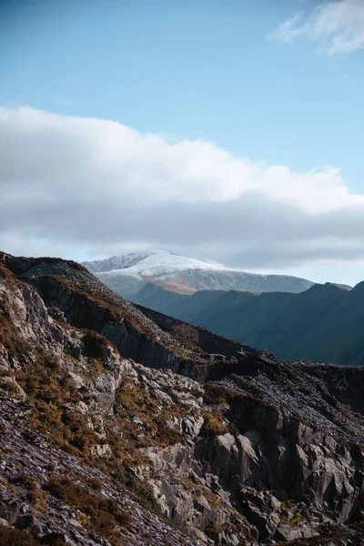 Une Belle Vue Sur Montagne Snowdon Sous Ciel Bleu Pays — Photo