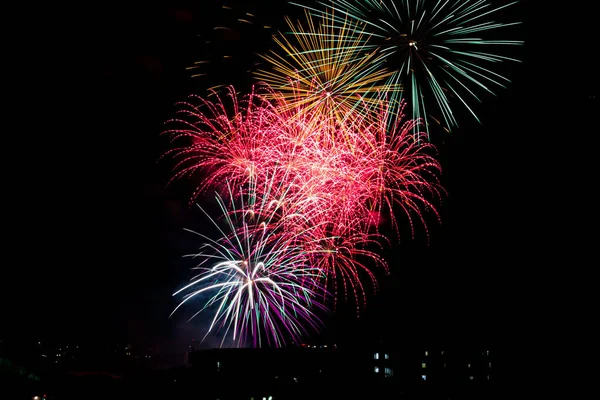 Colorful Fireworks Display Night Sky Annual Calgary Stampede — Stock Photo, Image