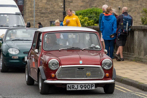 Een Rode Klassieke Mini Cooper Auto Morpeth Fair Day Northumberland — Stockfoto