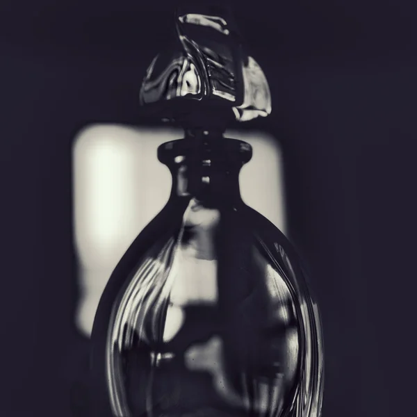 Grayscale Shot Glass Bottle Blurred Background — Stock Photo, Image