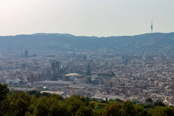 Barselona Şehrinin Montjuic Spanya Nın Tepesinden Güzel Bir Görüntüsü — Stok fotoğraf