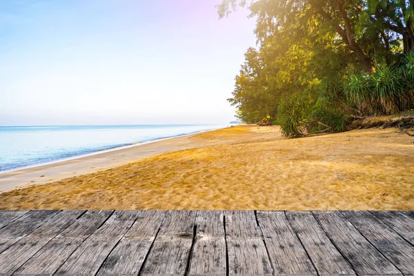 Rendering Sandy Beach Green Trees Blue Sea Sunny Day Seen — Stock Photo, Image