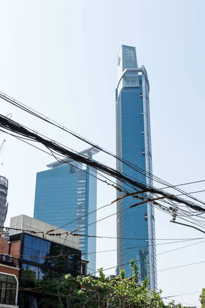 Şangay Çin Deki Gökdelenlerin Dikey Görüntüsü — Stok fotoğraf