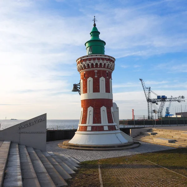 Slavný Maják Pingelturm Města Bremerhaven Německo — Stock fotografie