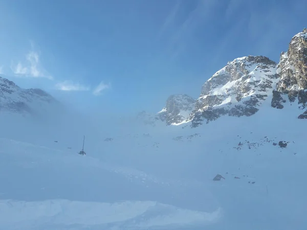 Катание Лыжах Санкт Морице Зимой — стоковое фото