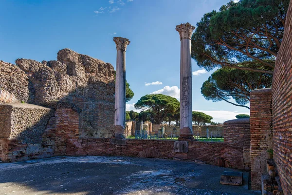 Ostia Antica Antik Roma Liman Şehrinin Bulunduğu Modern Ostia Kasabasına — Stok fotoğraf