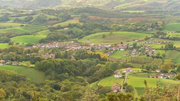 Flygfoto Över Byn Ainhoa Baskien Frankrike — Stockfoto