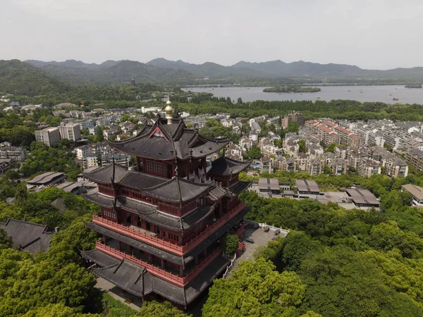 Fågelperspektiv Den Vackra Temple City Gudar Med Ljus Shanghai Kina — Stockfoto