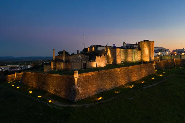 Una Hermosa Toma Antiguo Castillo Portugués Noche — Foto de Stock