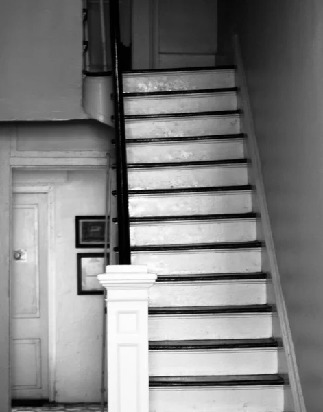 Вертикальный Снимок Лестницы Внутри Квартиры Серой Шкале — стоковое фото