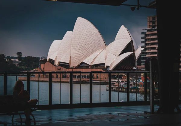 Piękne Ujęcie Opery Sydney Australia Ponury Dzień — Zdjęcie stockowe